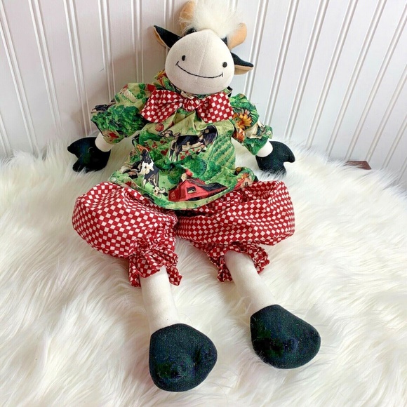 New Country Cousins Plush Cow Stuffed Animal toy 1994 Country Outfit - Picture 1 of 4